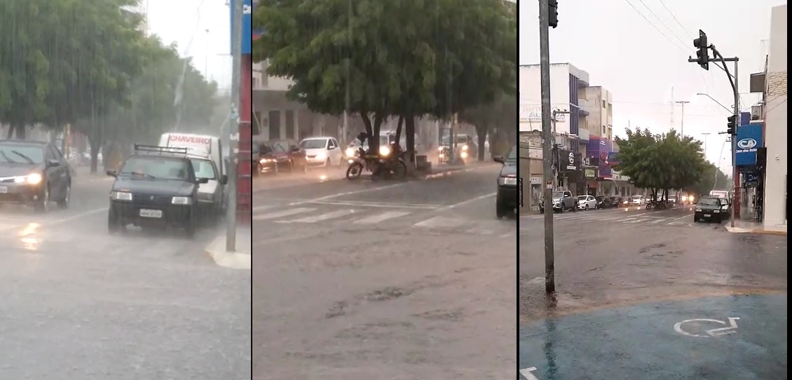 Previsões começam a se confirmar e chove forte na tarde desta quinta-feira (13) em Patos. Veja
