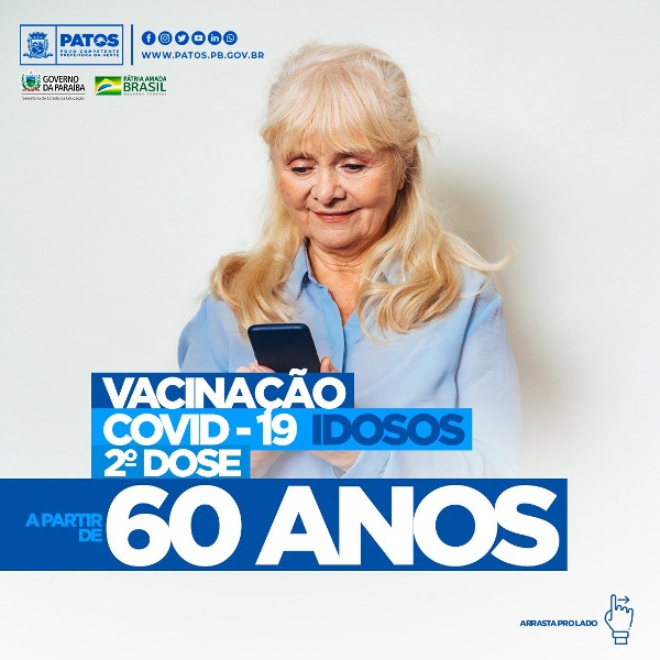 Calendário da segunda dose contra a COVID-19 para idosos a partir de 60 anos inicia nesta quarta (19)