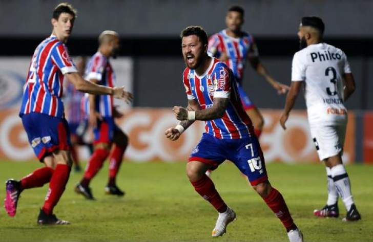 BRASILEIRÃO: Bahia domina Santos e dorme na liderança da primeira rodada