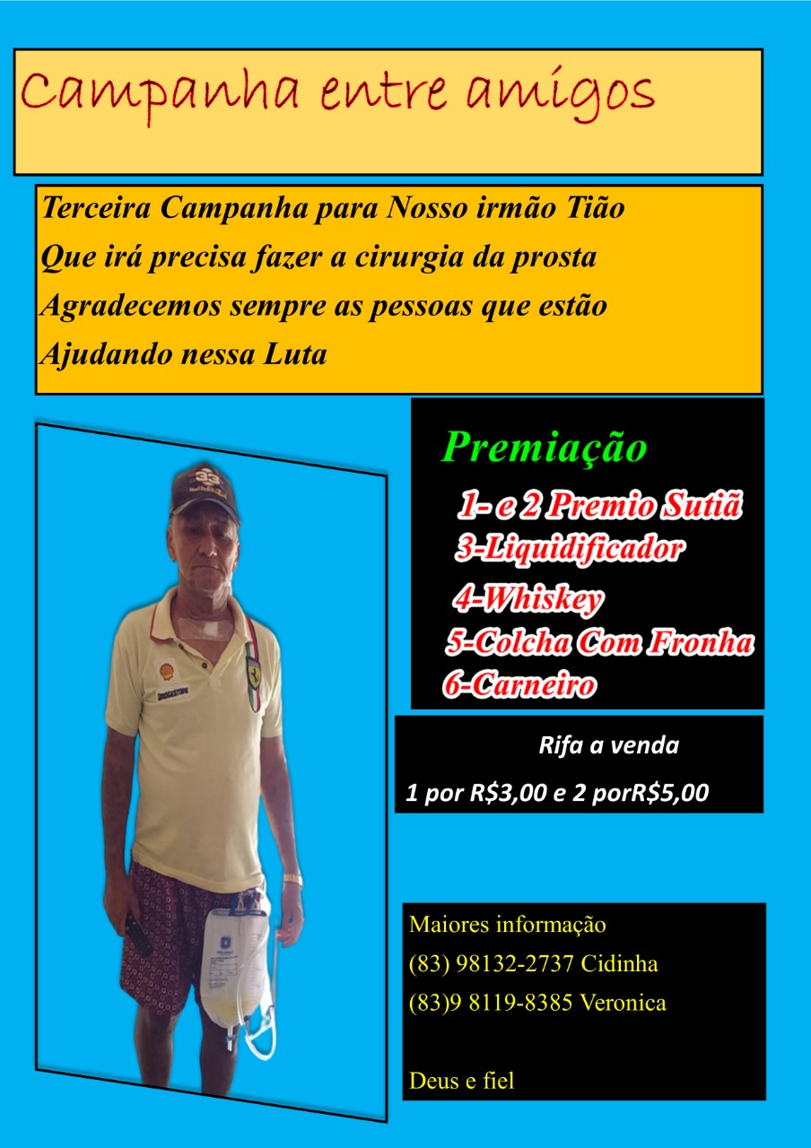 Amigos promovem campanha para custear cirurgia em Mãe D´Água