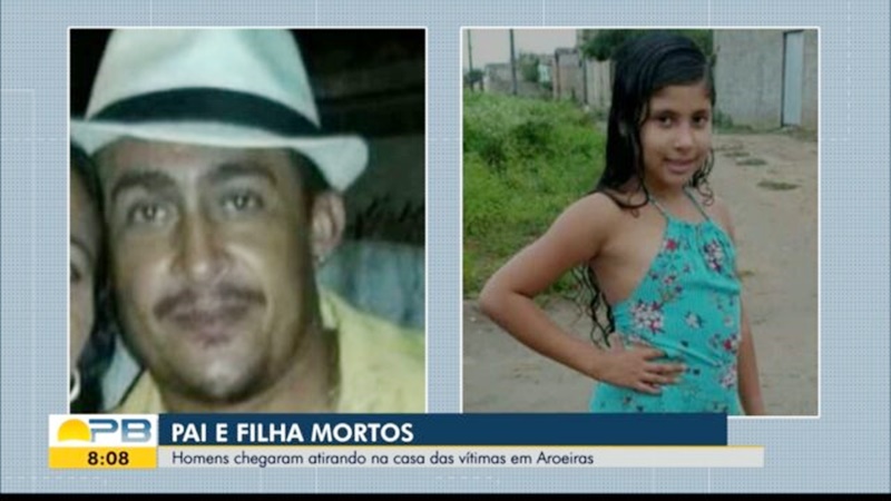Homem e filha de 9 anos são mortos a tiros dentro de casa, na PB; menina foi baleada ao abraçar o pai