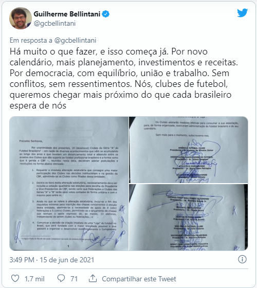 Clubes anunciam intenção de criar liga para organizar Brasileiro