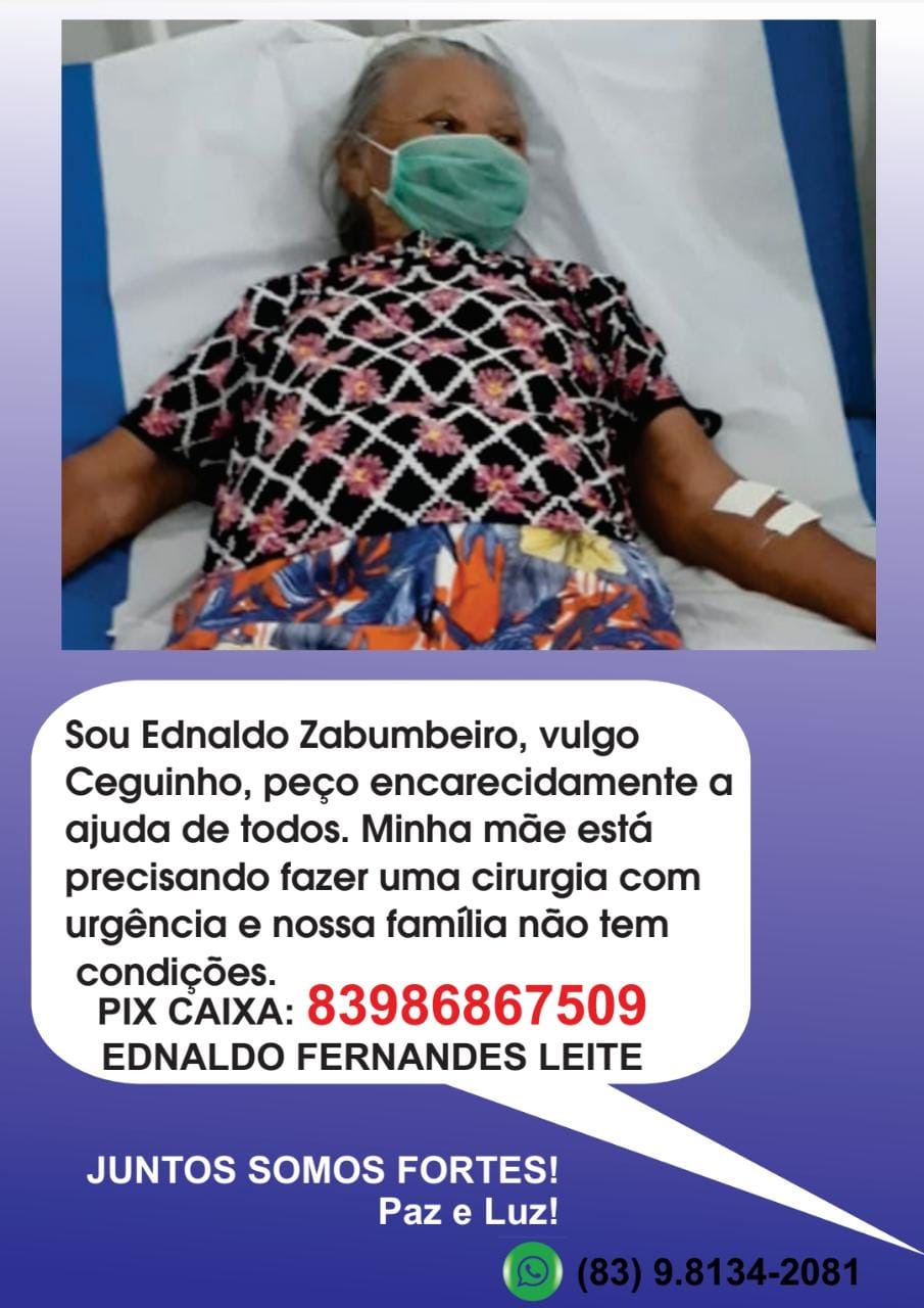 Em Patos, mulher precisa de ajuda para fazer cirurgia. Saiba como ajudar