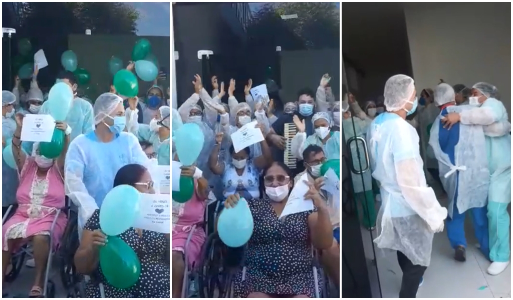 Confirmado: 10 pacientes superam covid-19 e recebem alta no mesmo dia no Complexo Hospitalar de Patos. Veja vídeo