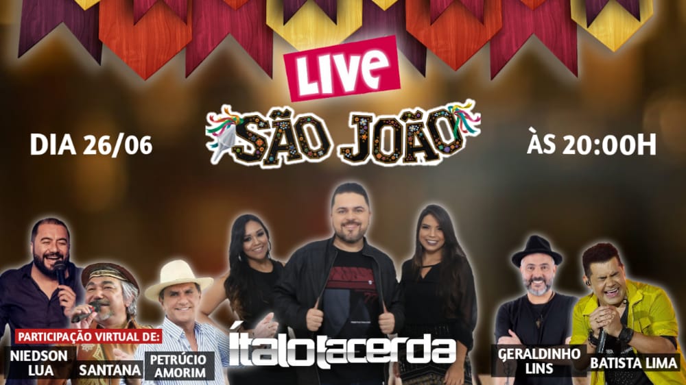 Cantor Ítalo Lacerda anuncia live junina com participação de artistas nordestinos para arrecadar alimentos e doar a famílias carentes