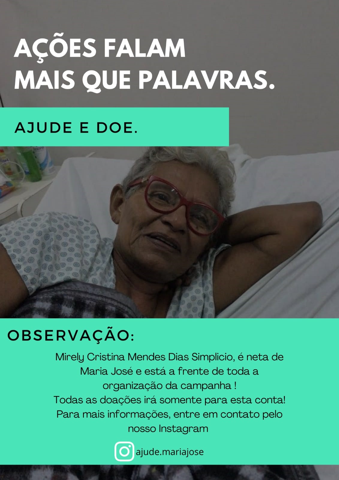 Familiares de Maria José fazem campanha para realizar cirurgia. Saiba como ajudar;