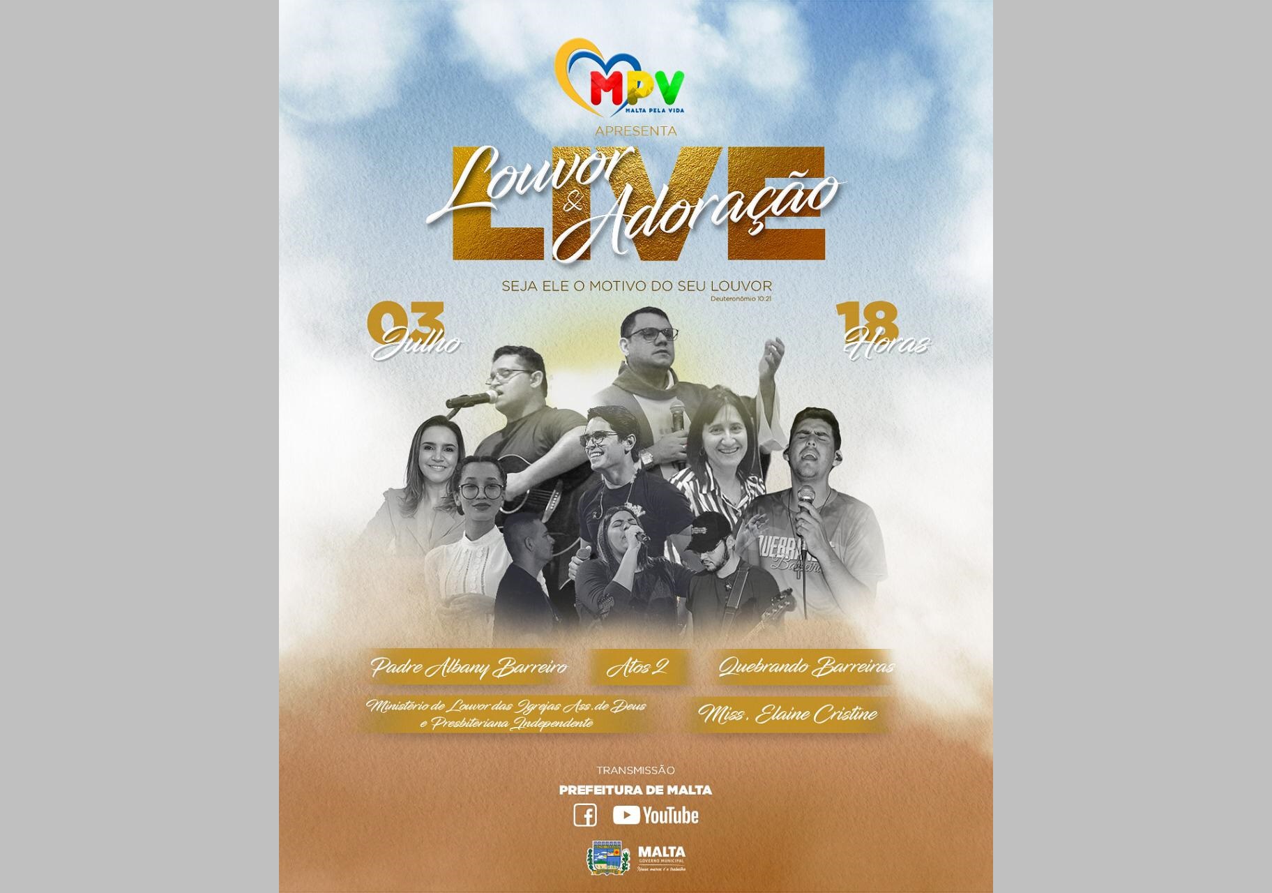 Prefeitura de Malta promove neste sábado (03), Live no Programa Malta Pela Vida. Veja