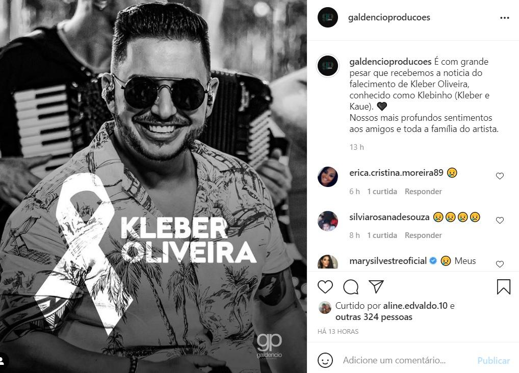 Morre o cantor sertanejo Kleber, dupla com Kaue, de Covid-19 em São Paulo