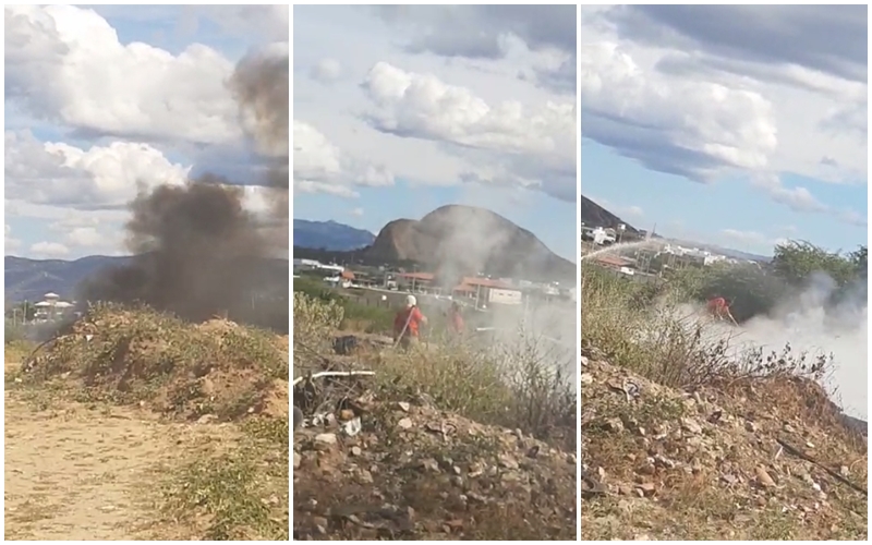 População reclama de fogo colocado em pneus em bairro de Patos causando transtorno para moradores. Bombeiros são acionados. Veja