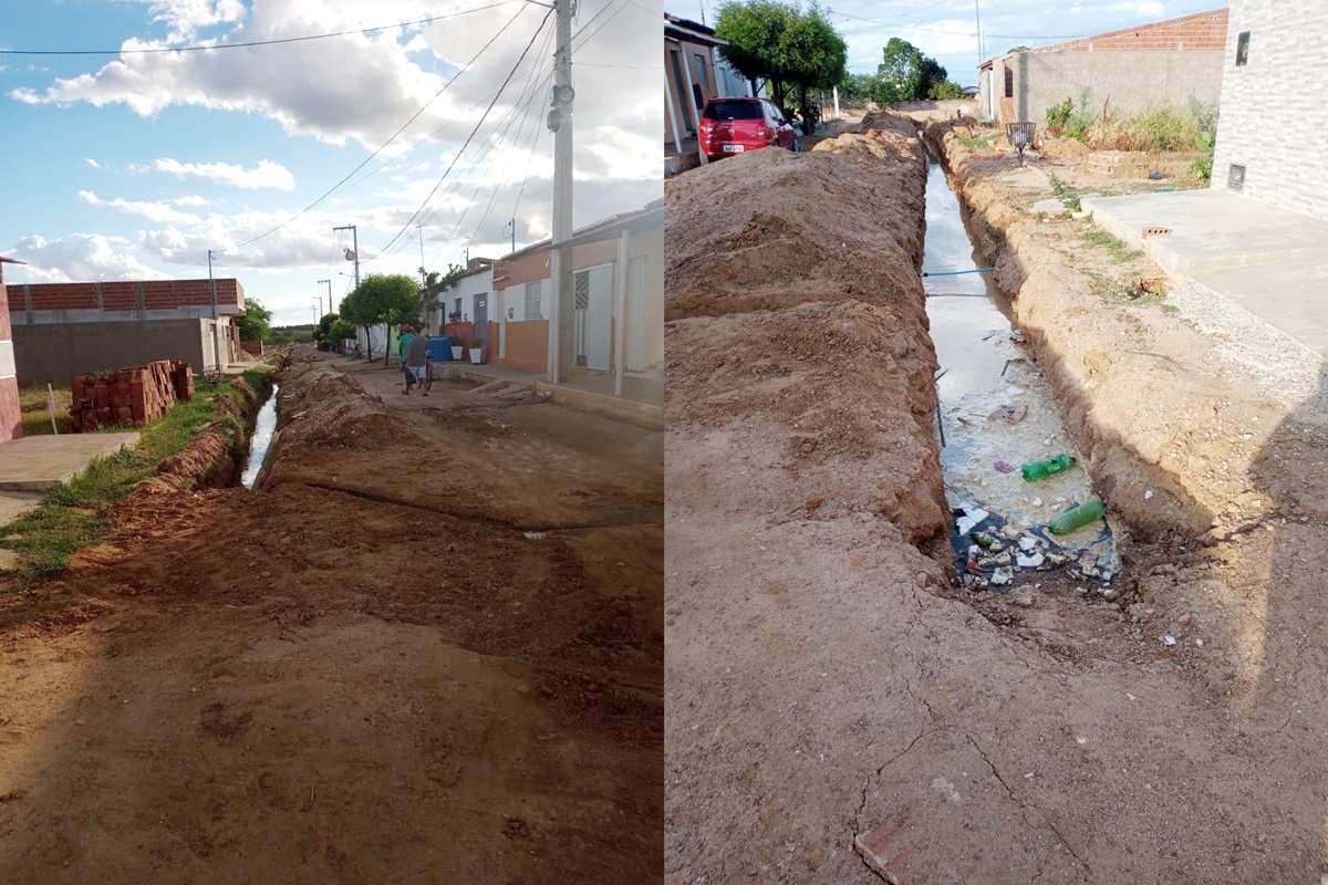 Vala aberta no Conjunto Alonso Alves em São Mamede, causa transtornos e moradores pedem providências