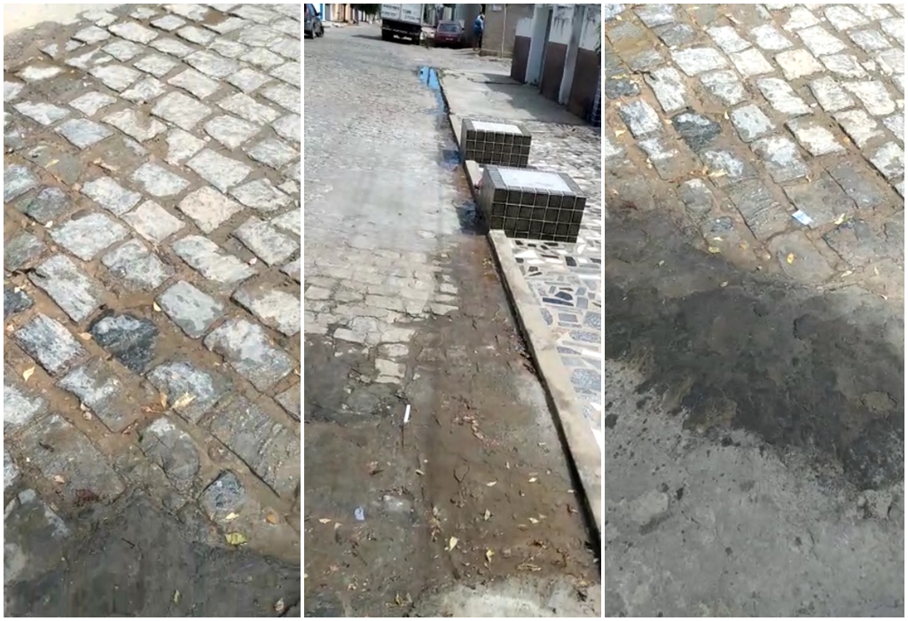 Cano estourado causa desperdício de água limpa, no bairro Bivar Olinto, em Patos