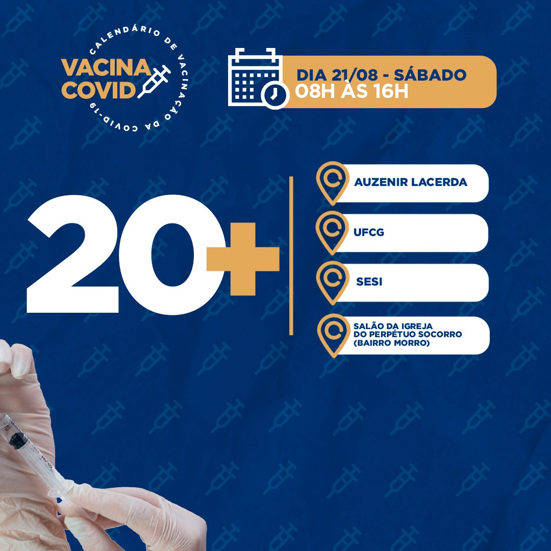 Patos amplia vacinação contra covid para 20 anos ou mais no drive-thru desta segunda (16)