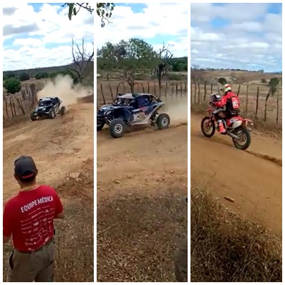 Sertanejos vibram, se admiram e até se assustam com a velocidade dos veículos do Rally dos Sertões. Veja