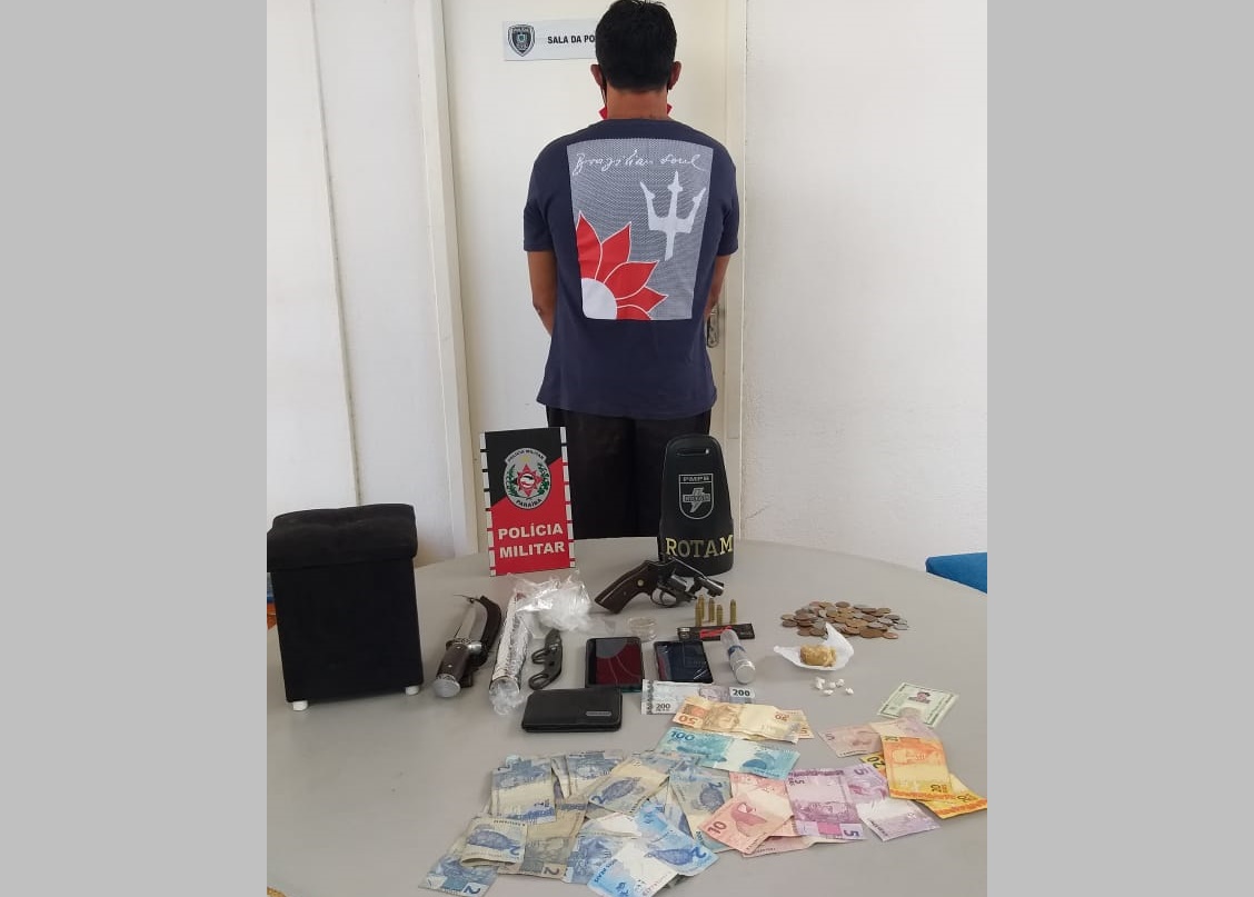 Policiais da Rotam prendem em Patos, ex-presidiário por porte ilegal de arma de fogo e tráfico de entorpecente