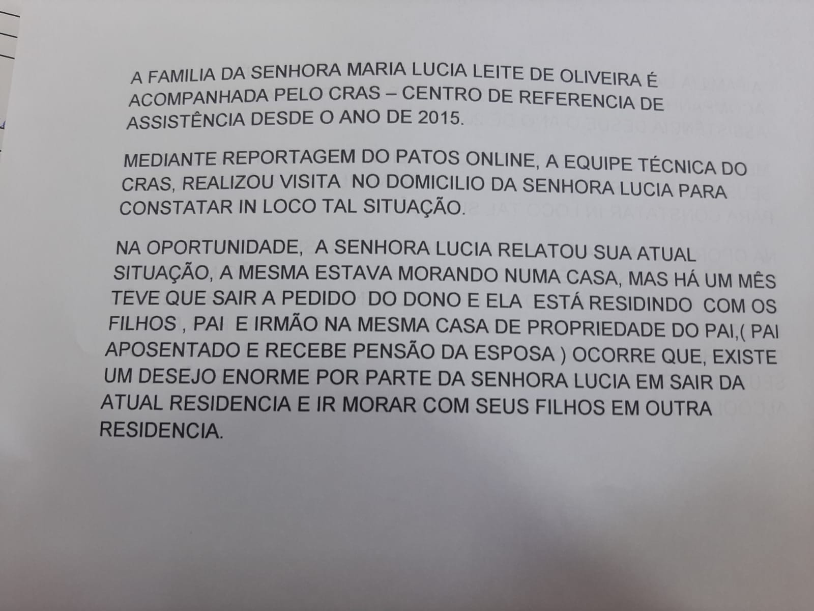 Gestão Municipal diz que vai ajudar mulher que passa por necessidades em Condado