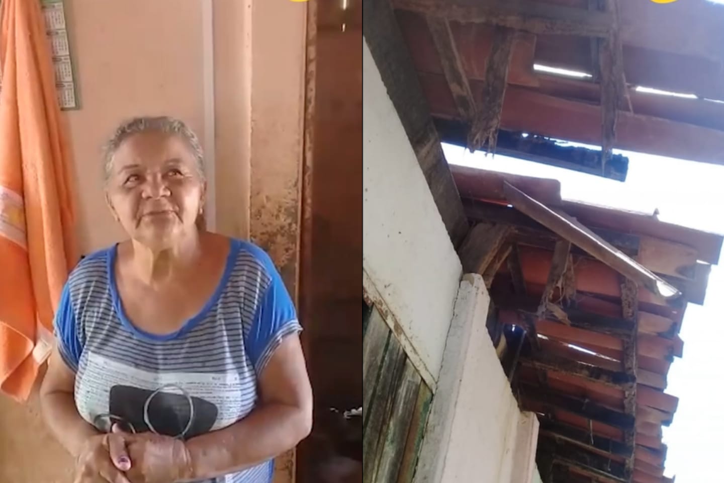 Após cupim, telhado ameaça desabar e senhora pede ajuda para resolver problema, em Patos; Veja vídeo