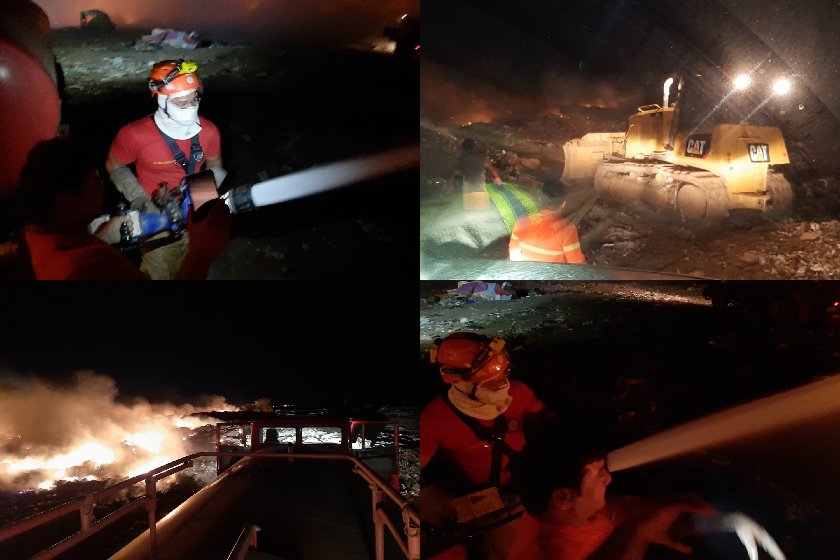 Bombeiros trabalham intensamente para controlar fogo no lixão de Patos