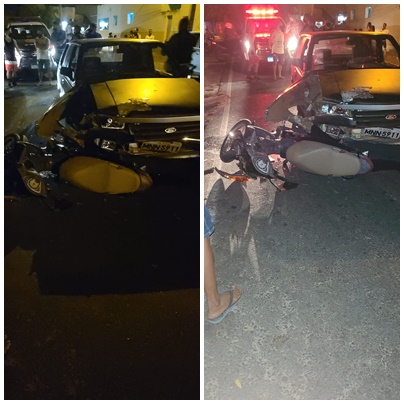 Motorista colide carro em uma biz, no Jardim Queiroz, em Patos, na noite desta quinta (7)