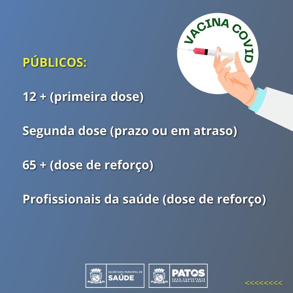 Patos inicia vacinação dose reforço para idosos de 65 ou mais