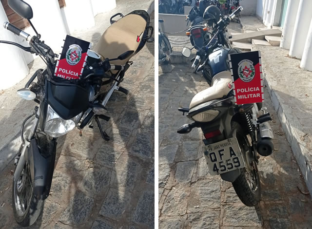 Polícia Militar recupera moto com restrição de furto na tarde desta segunda-feira (16), em Sousa