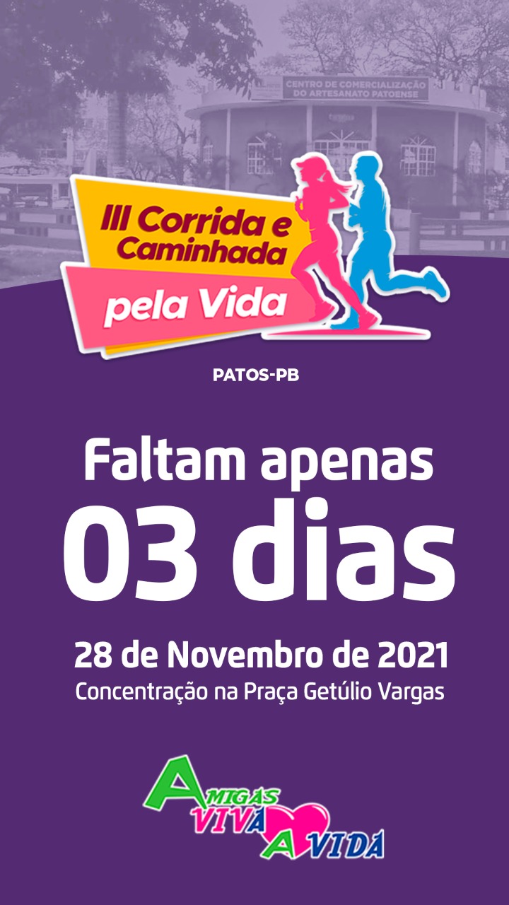 III Corrida e Caminhada Pela Vida acontece no próximo domingo (28), em Patos