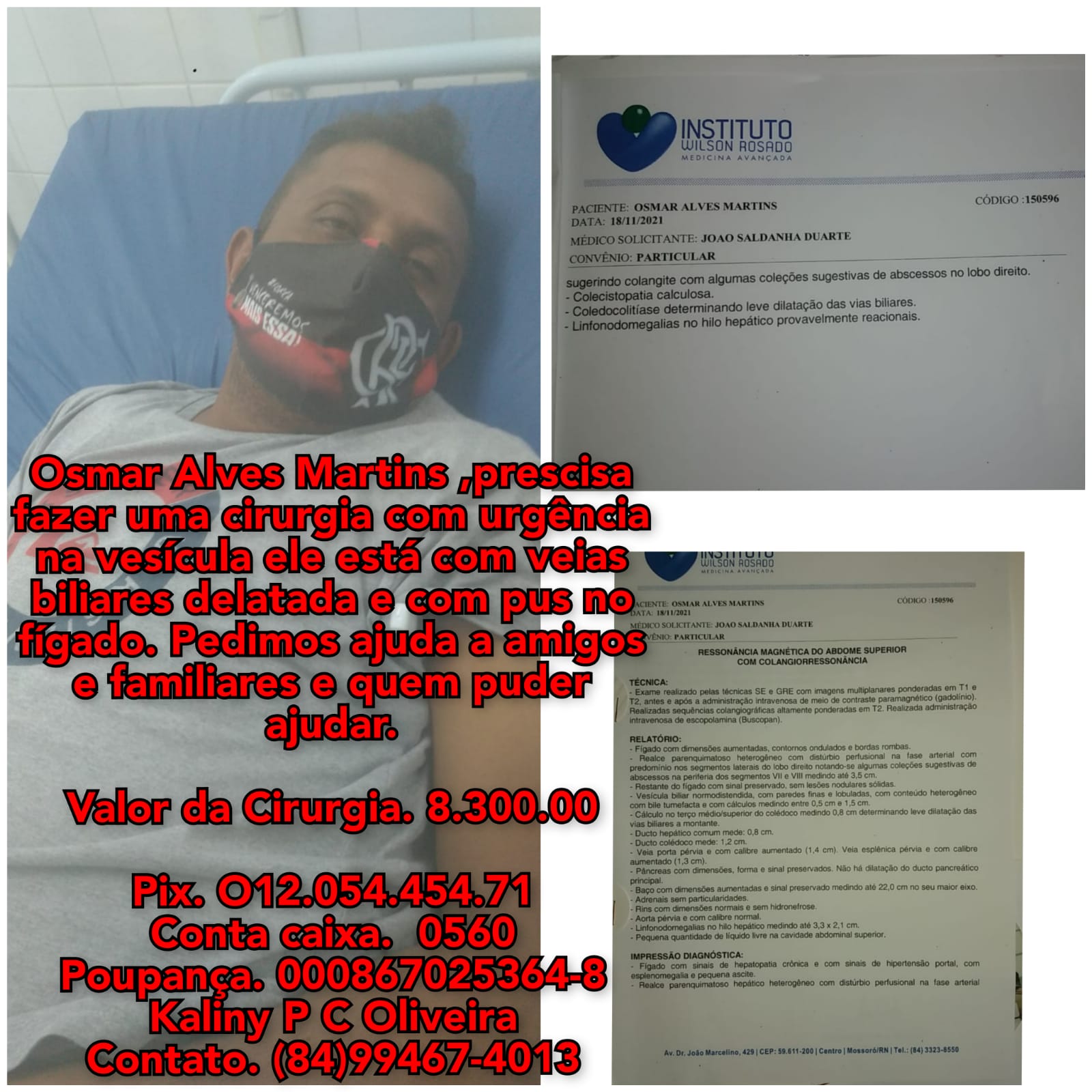 Mulher faz apelo para arrecadar dinheiro para cirurgia do seu marido: “O que vier já ajuda”