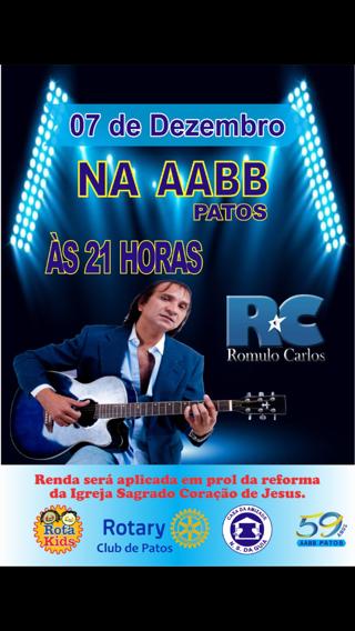 Cantor Rômulo Carlos, cover de Roberto Carlos se apresenta dia 7 de dezembro em Patos