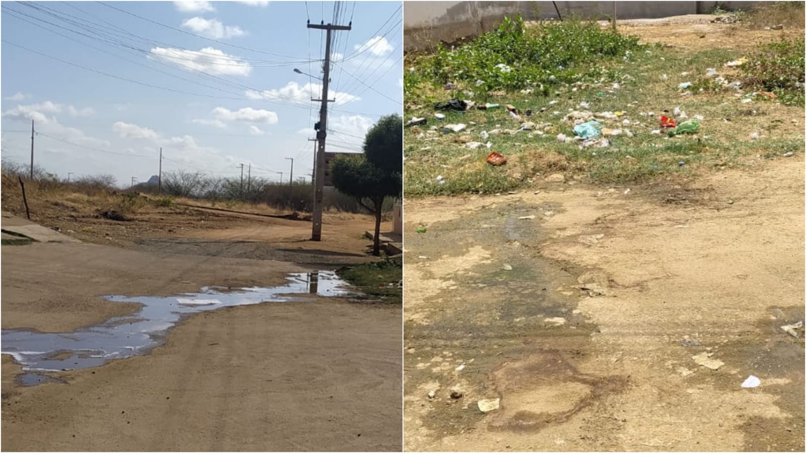 Moradora denuncia lixo e esgoto a céu aberto no bairro Jardim Magnólia, em Patos; Veja as imagens