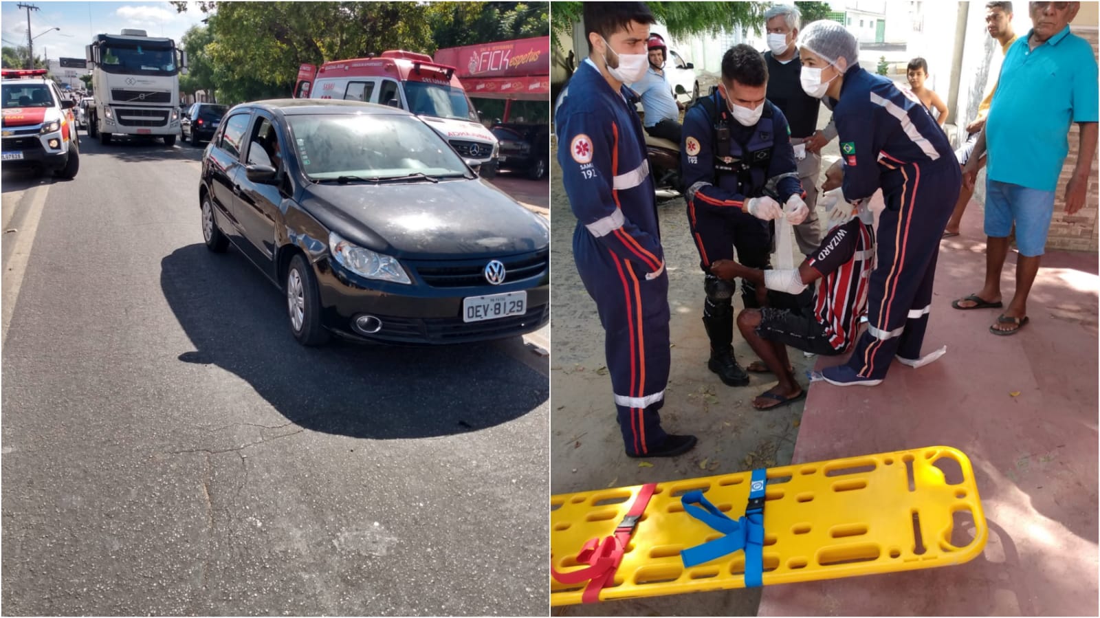 Acidente envolvendo pedestre e veículos é registrado na manhã deste domingo (28) na BR-361, saída para Santa Terezinha-PB
