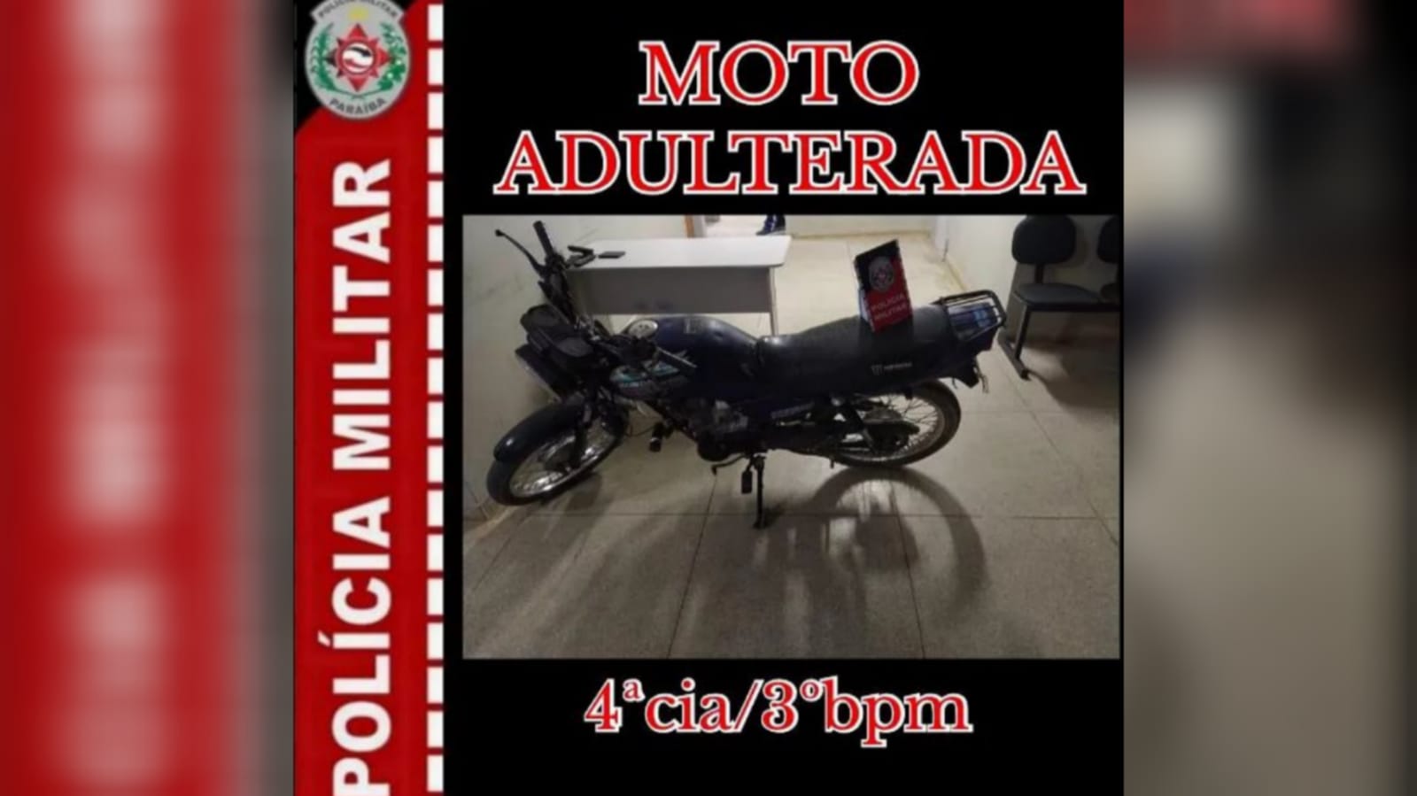 Polícia Militar prende indivíduo que praticava direção perigosa e apreende motocicleta com sinais de adulteração, em Teixeira-PB