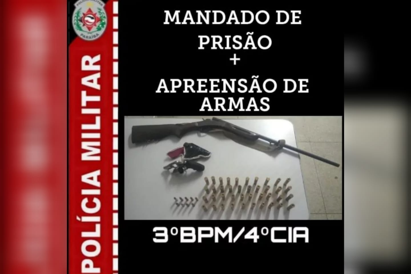 PM cumpre mandado de prisão e apreende arma de fogo na zona rural de Maturéia-PB