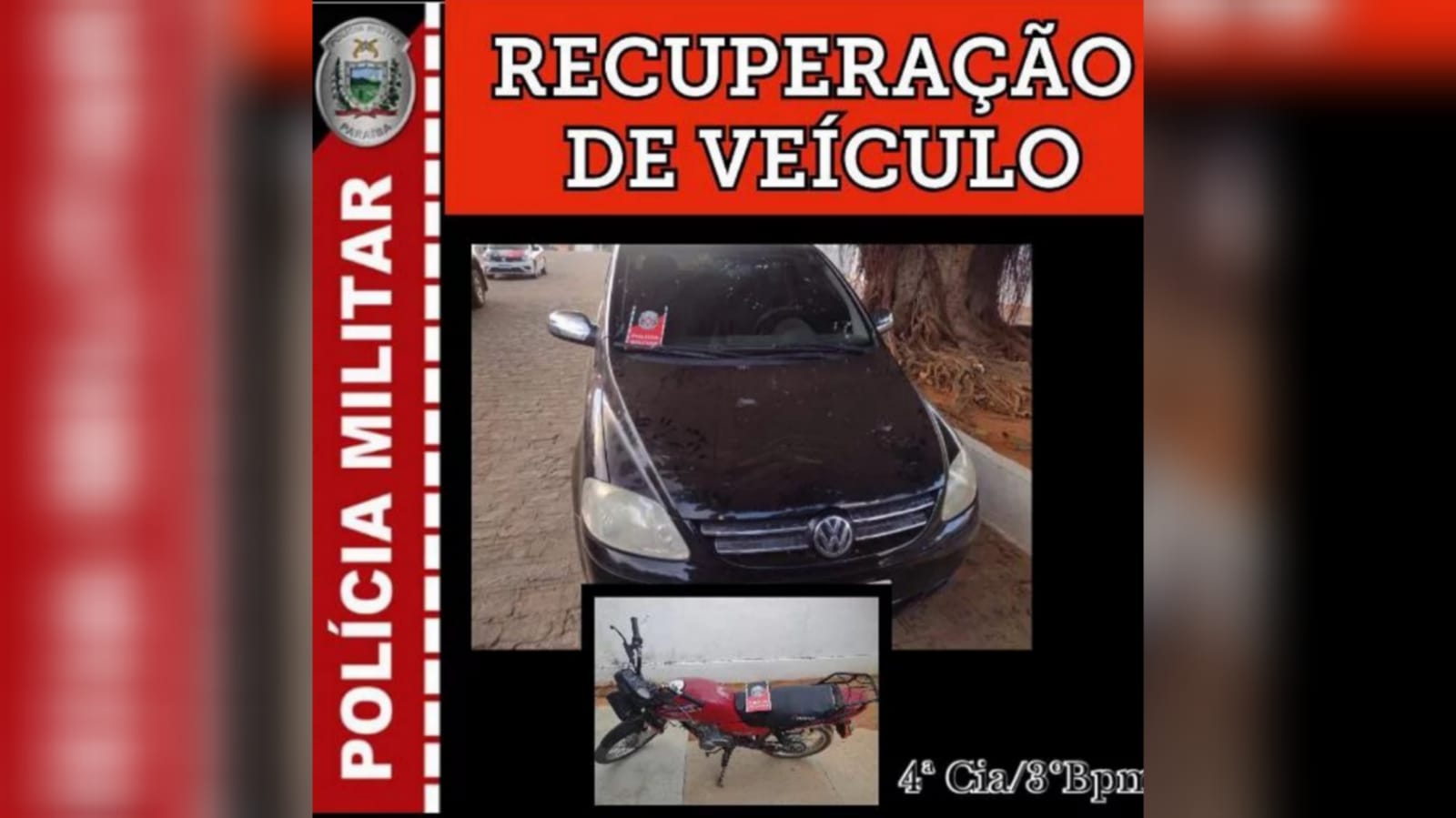Polícia Militar recupera veículo com restrição de roubo/furto e apreende motocicleta com sinais de adulteração, em Teixeira-PB