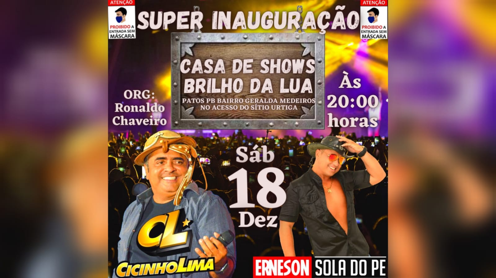 É neste sábado (18): Inauguração da Casa de Shows Brilho da Lua, em Patos
