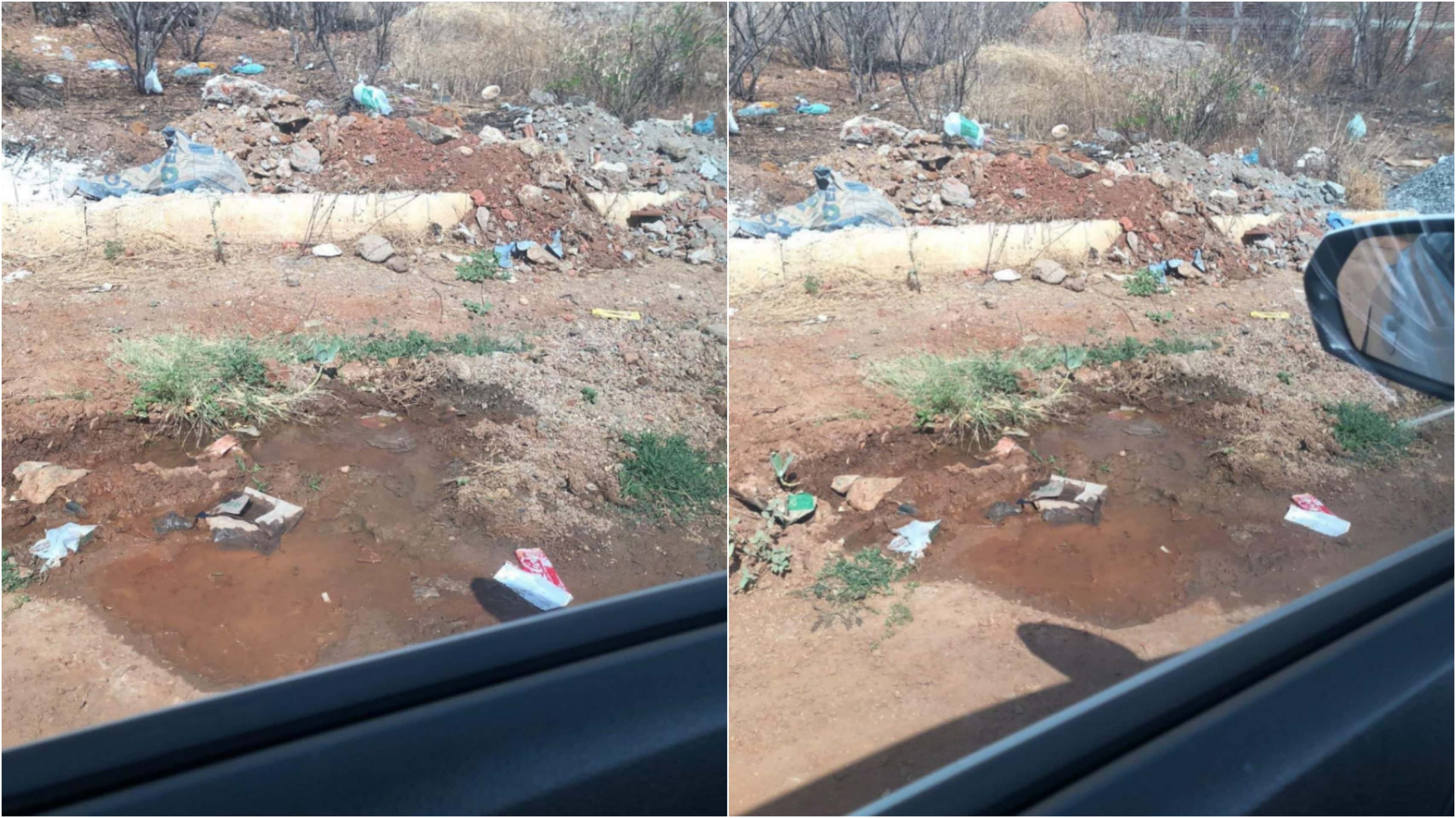 Internauta denuncia cano estourado e diz que vazamento está prejudicando abastecimento de água em sua rua, em Patos