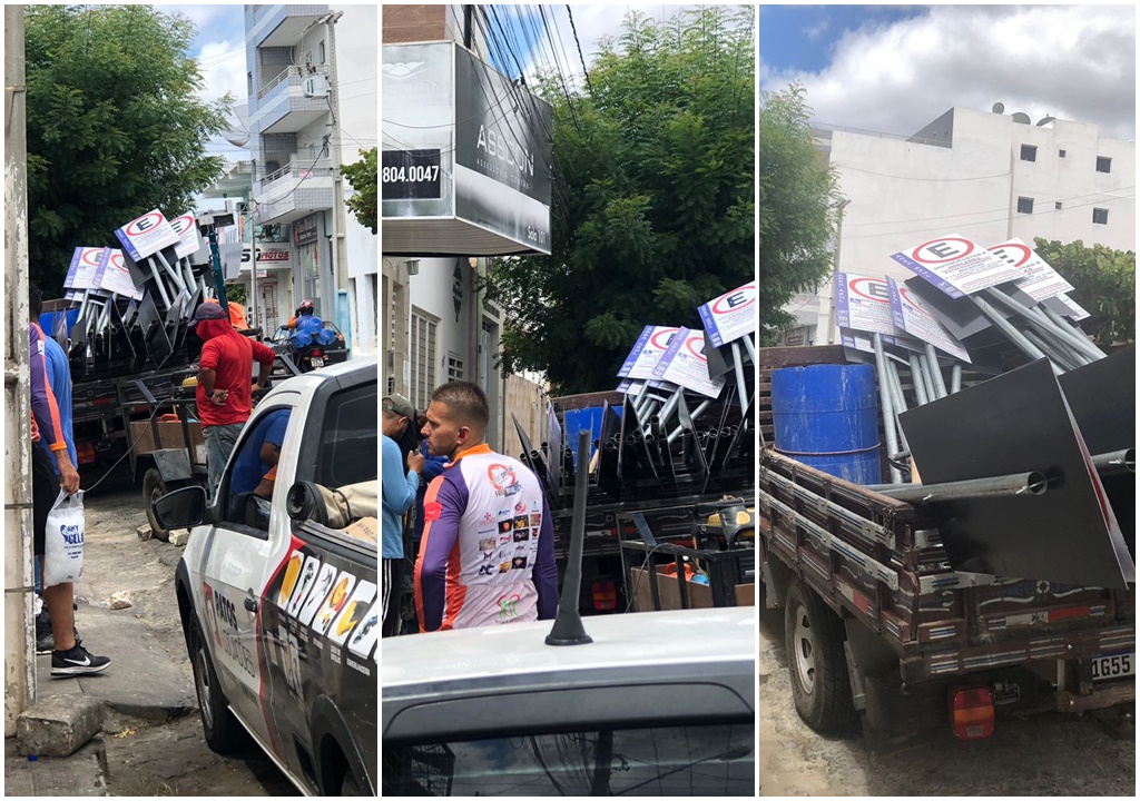 Vereador diz que mesmo, após contrato cancelado, empresa continua instalando placas da zona azul em Patos. Prefeitura diz que a mesma age de forma ilegal. Veja