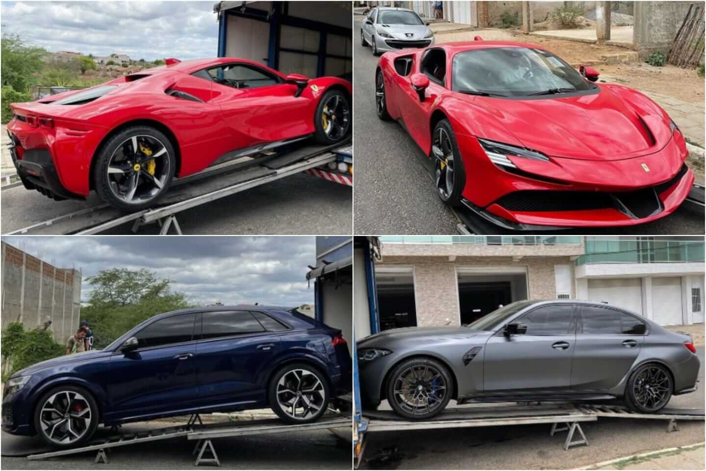 Ferrarri avaliada em R$ 7,2 milhões, e mais dois carros de luxo, desembarcam na cidade de Desterro-PB, nesta quarta-feira (15)