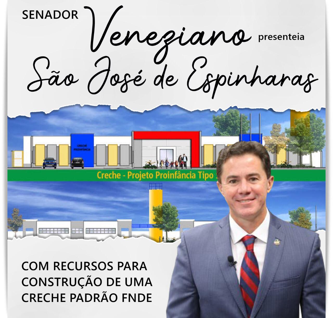 Senador Veneziano presenteia São José de Espinharas com recursos para construção de uma Creche Padrão FNDE