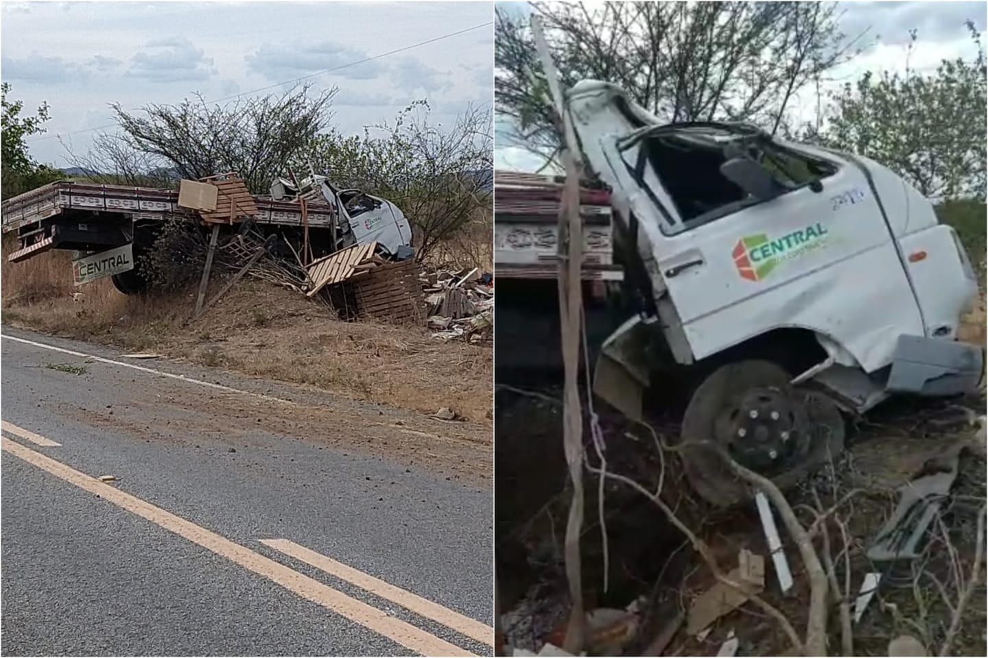 Caminhão de empresa de materiais de construção da cidade de Patos se envolve em grave acidente próximo a Piancó