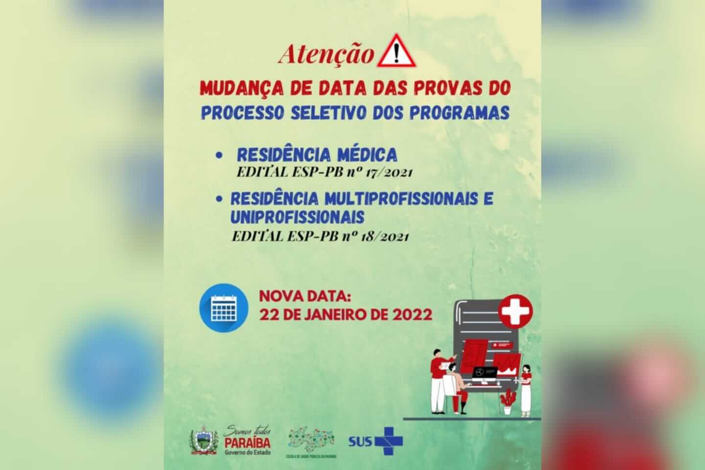 ESP-PB antecipa datas de provas objetivas dos editais de Residências