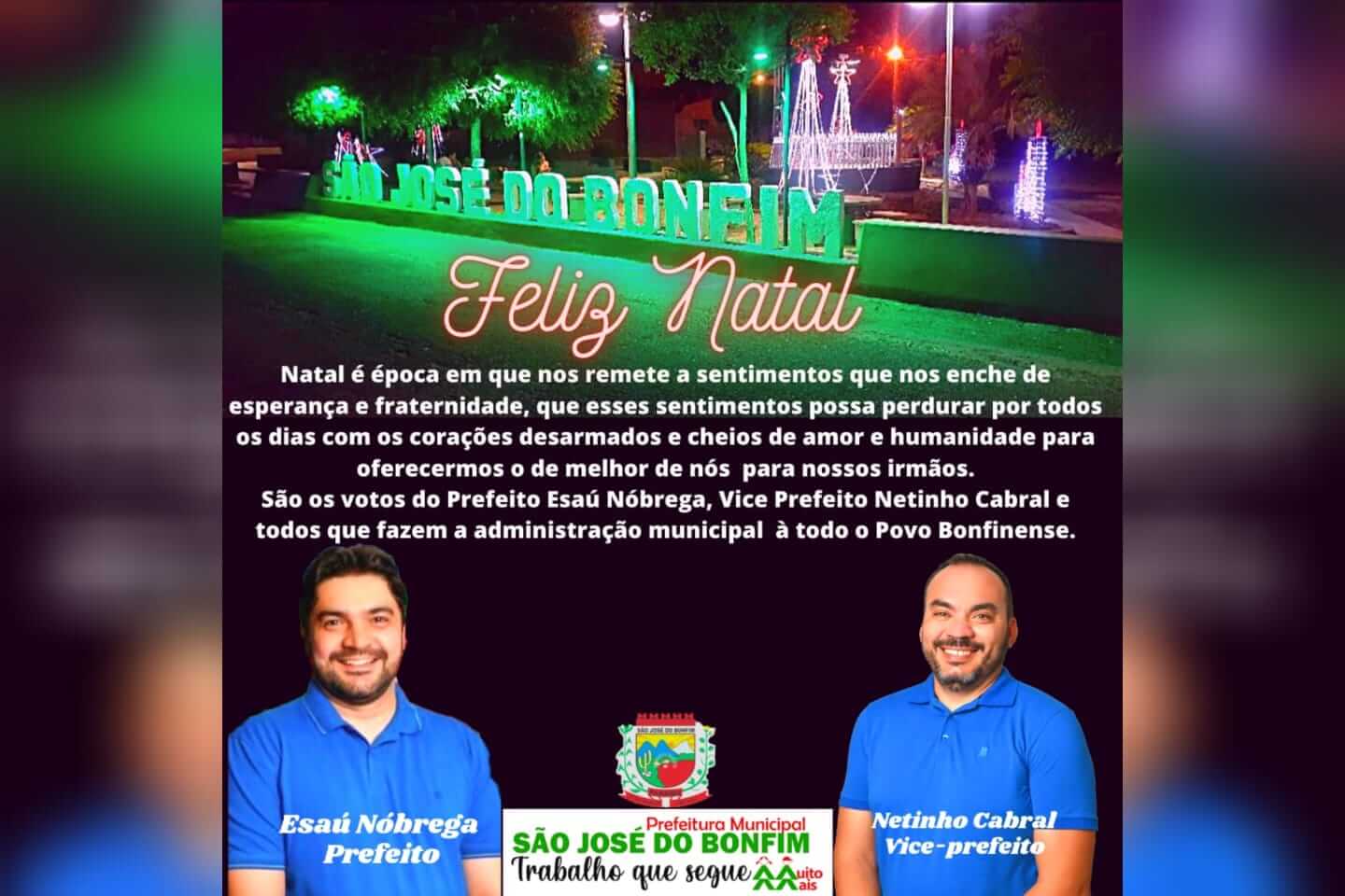 Prefeito de São José do Bonfim deixa mensagem de Natal para a população