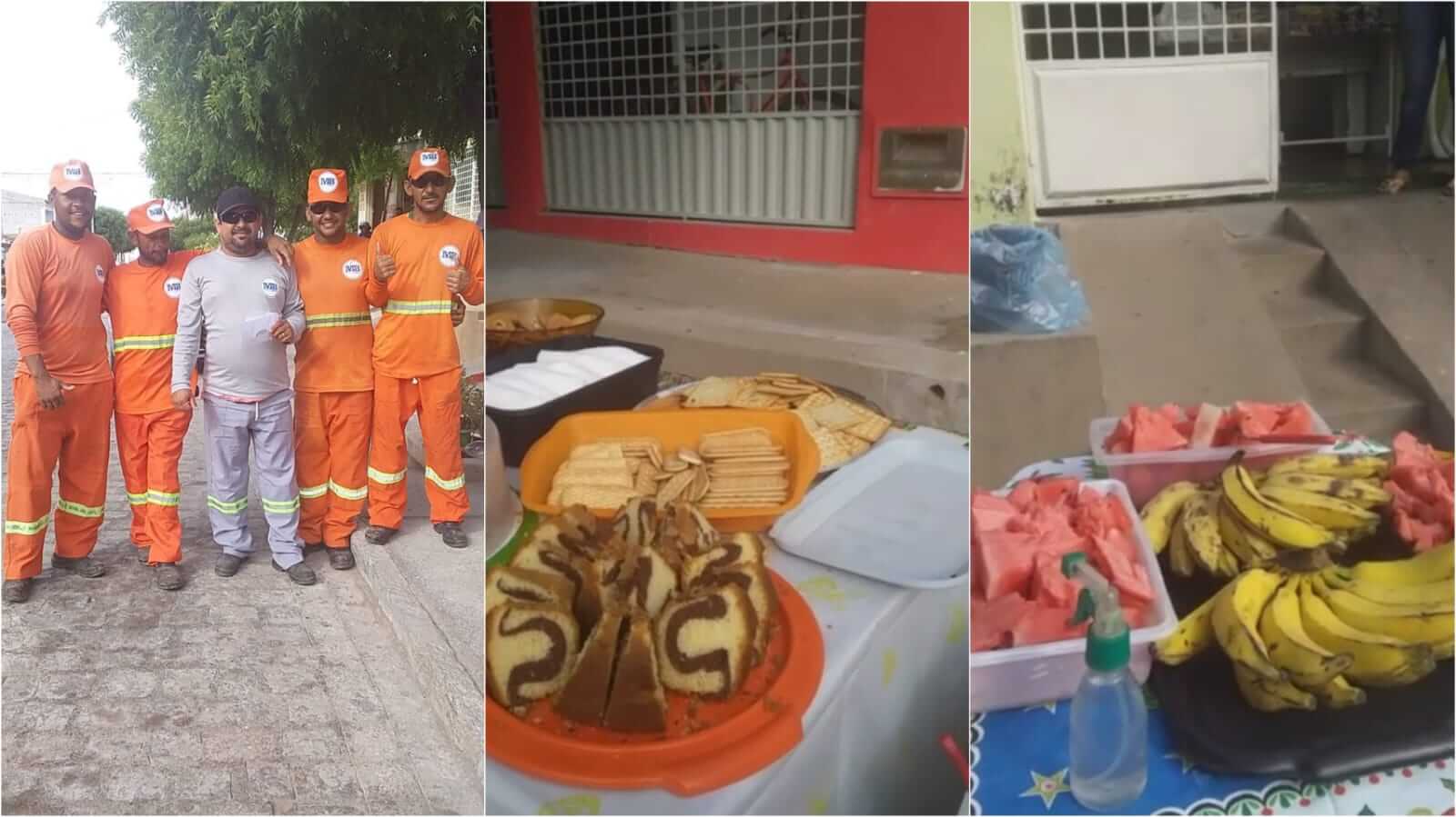 Vizinhas realizam café da manhã de Natal para garis no bairro Monte Castelo, em Patos