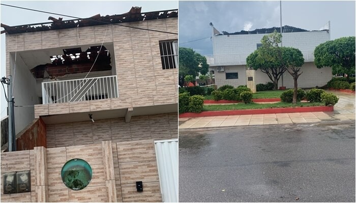 Chuvas e ventos fortes provocam estragos em residências na tarde desta segunda-feira (10), em Riacho do Cavalos-PB. Vídeo