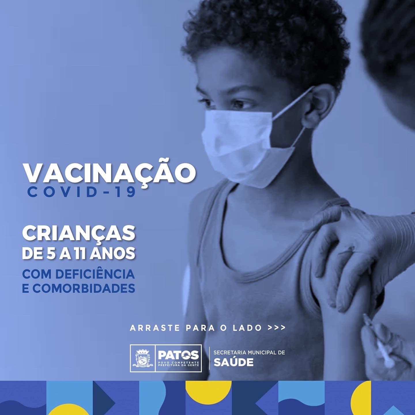 Patos inicia nesta segunda-feira (17) a vacinacação infantil contra a Covid-19 nas crianças de 5 a 11