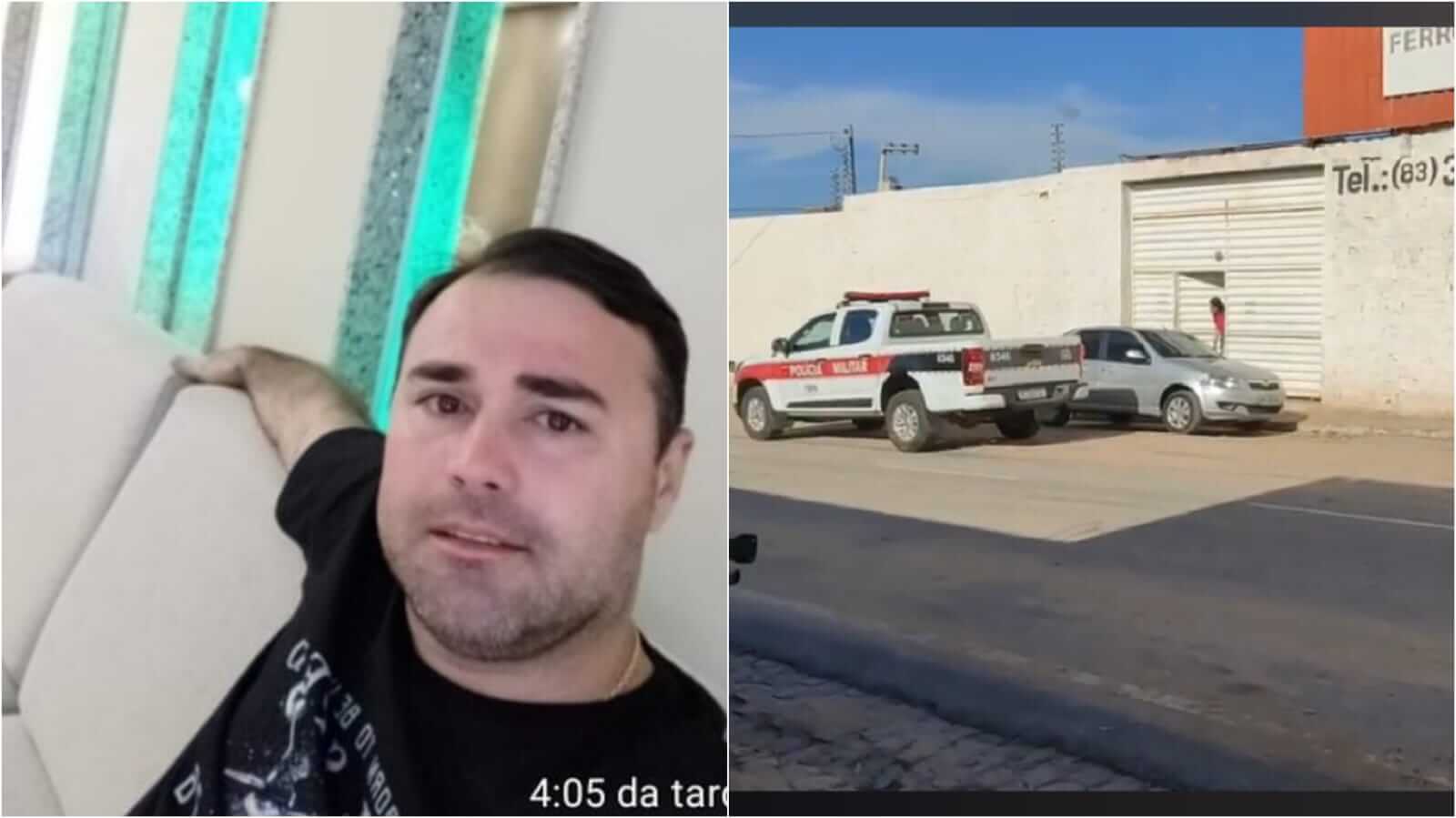 Homem fica baleado após tentativa de assalto na loja Ferro e Aço, na tarde desta quinta-feira (20), no Centro de Patos