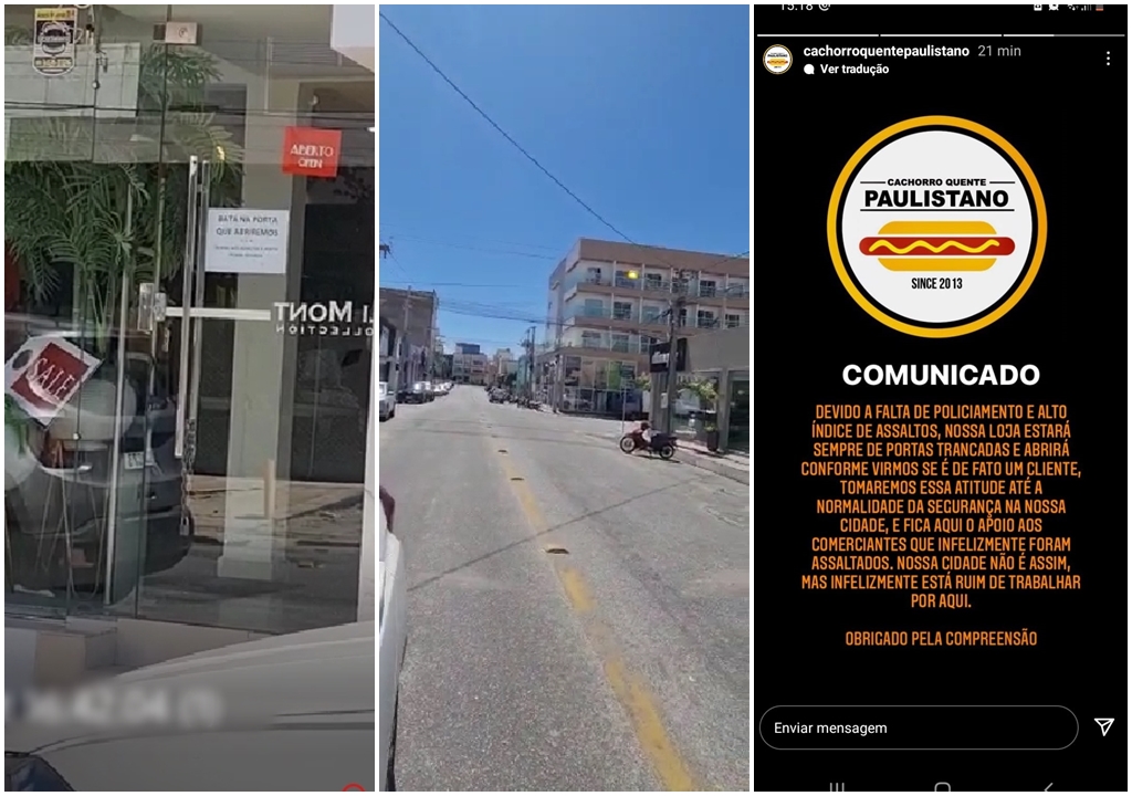 Com mais uma loja assaltada na tarde desta quinta-feira (20) em Patos, comerciantes fecham portas e ruas ficam desertas. Vereador cobra Guarda Nacional