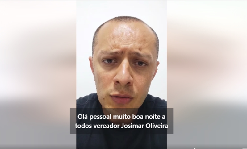 Vereador Josmá Oliveira grava vídeo em defesa do colega parlamentar, Sargento Patrian. Veja