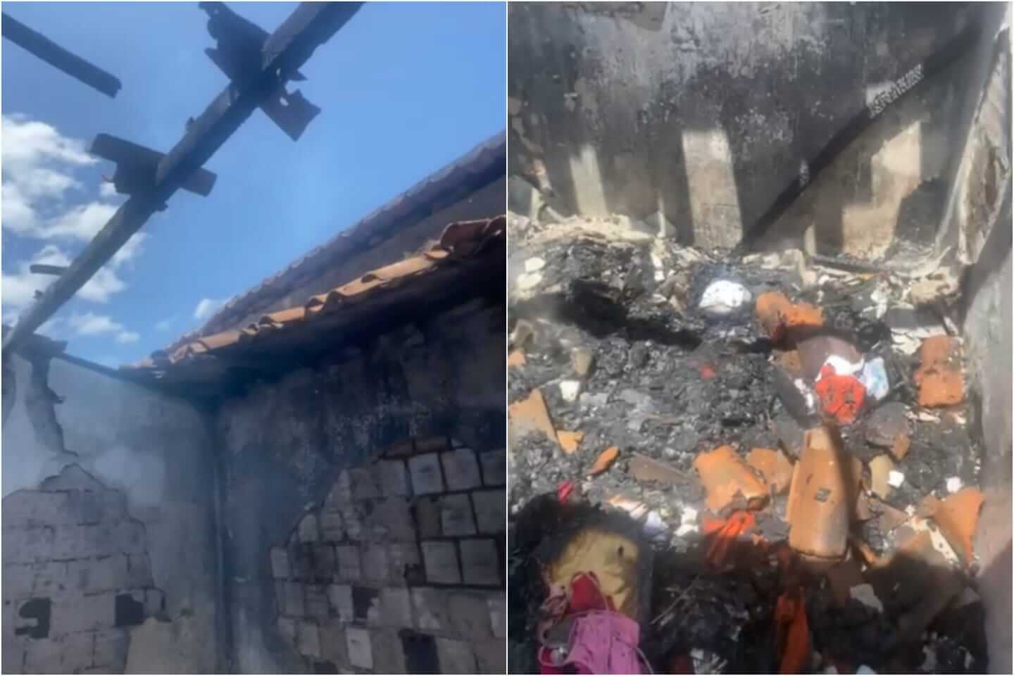 Casa fica parcialmente destruída no bairro Santo Antônio, em Patos, após incêndio provocado por vela, e família perde tudo