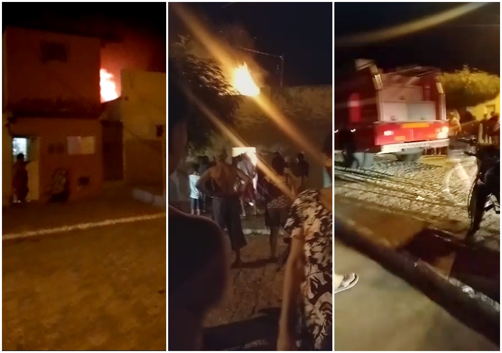 Fogo destrói residência na noite desta quarta (26) no Bairro da Vitória em Patos. Veja as imagens