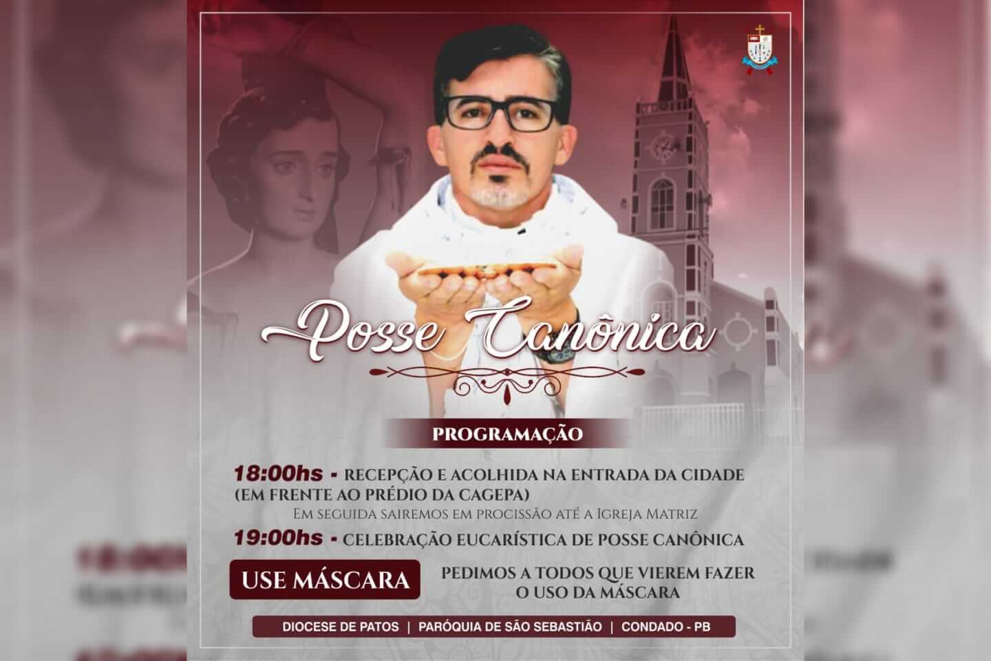 Paróquia de São Sebastião, em Condado-PB, empossará novo padre no próximo domingo (30)