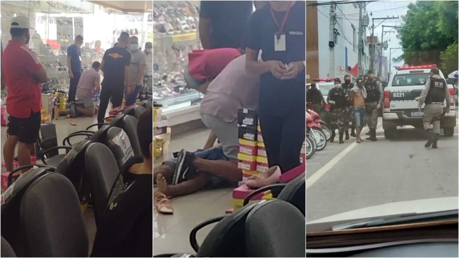 Homem toma dinheiro de mulher no centro de Patos, mas é imobilizado por policial à paisana e populares, e preso em seguida. Veja o vídeo